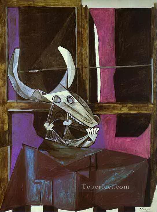 Still Life with Steers Skull 1942 Cubist Oil Paintings